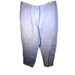 Sigrid Olsen ladies 6 linen viscose embroidered sequin hem office dress pants